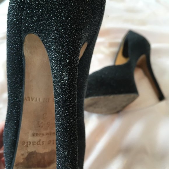 kate spade black glitter heels shoes size 6.5 *PLEASE READ* - Picture 13 of 15